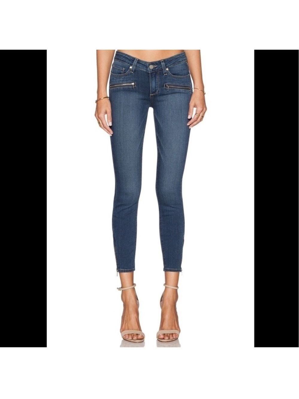 Paige Jane Zip Cropped Low Rise Indigo Ankle Jeans Size 27